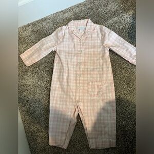 The little white company pink plaid jumpsuit 6-9 months organic cotton